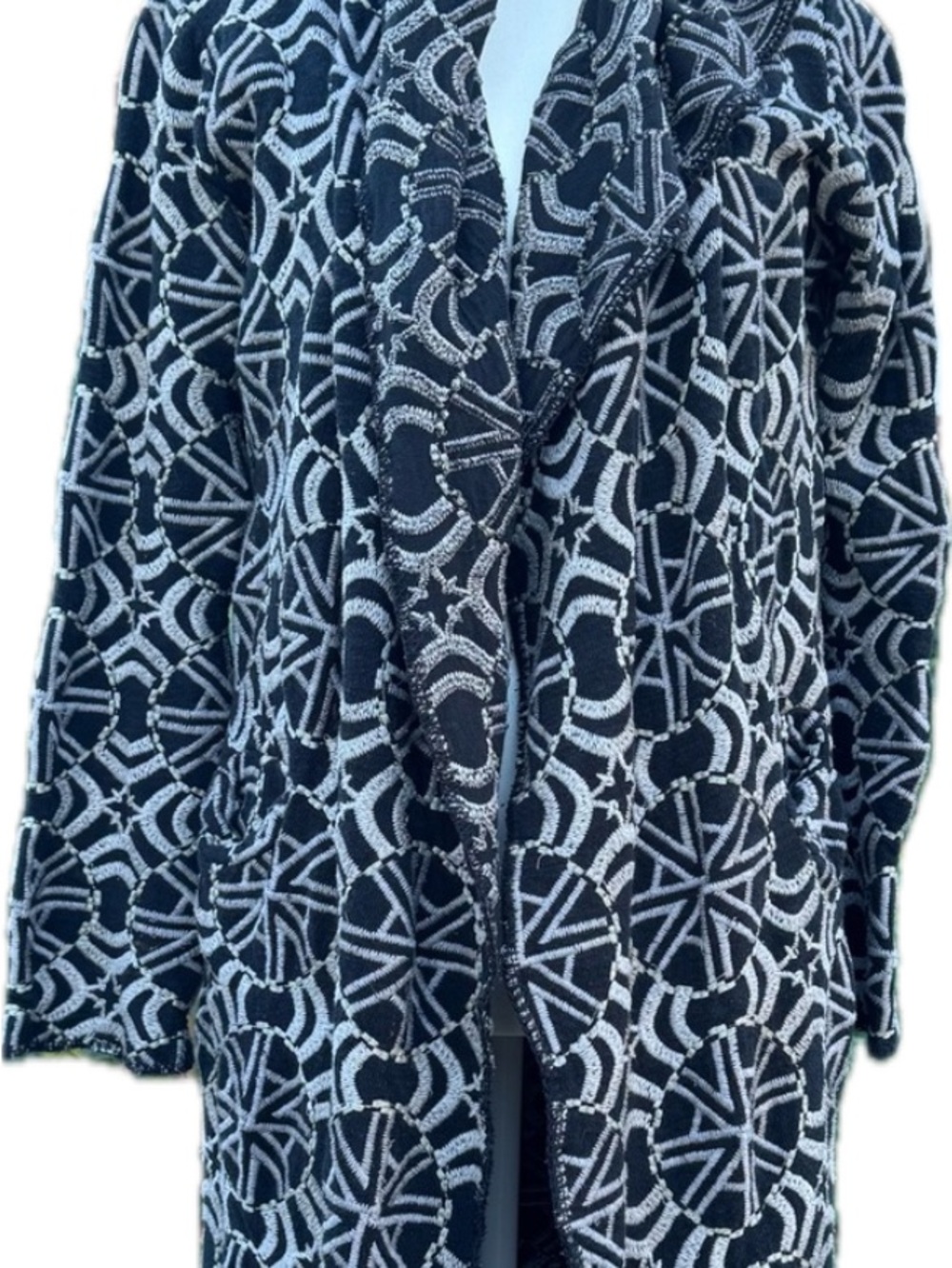 Johnny Was Biya Bold Geometric Full Body Embroidery in Black and White